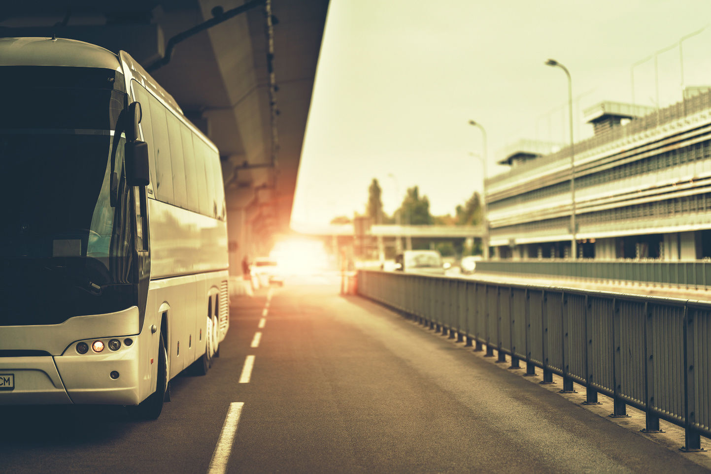 Early morning bus waiting for passengers