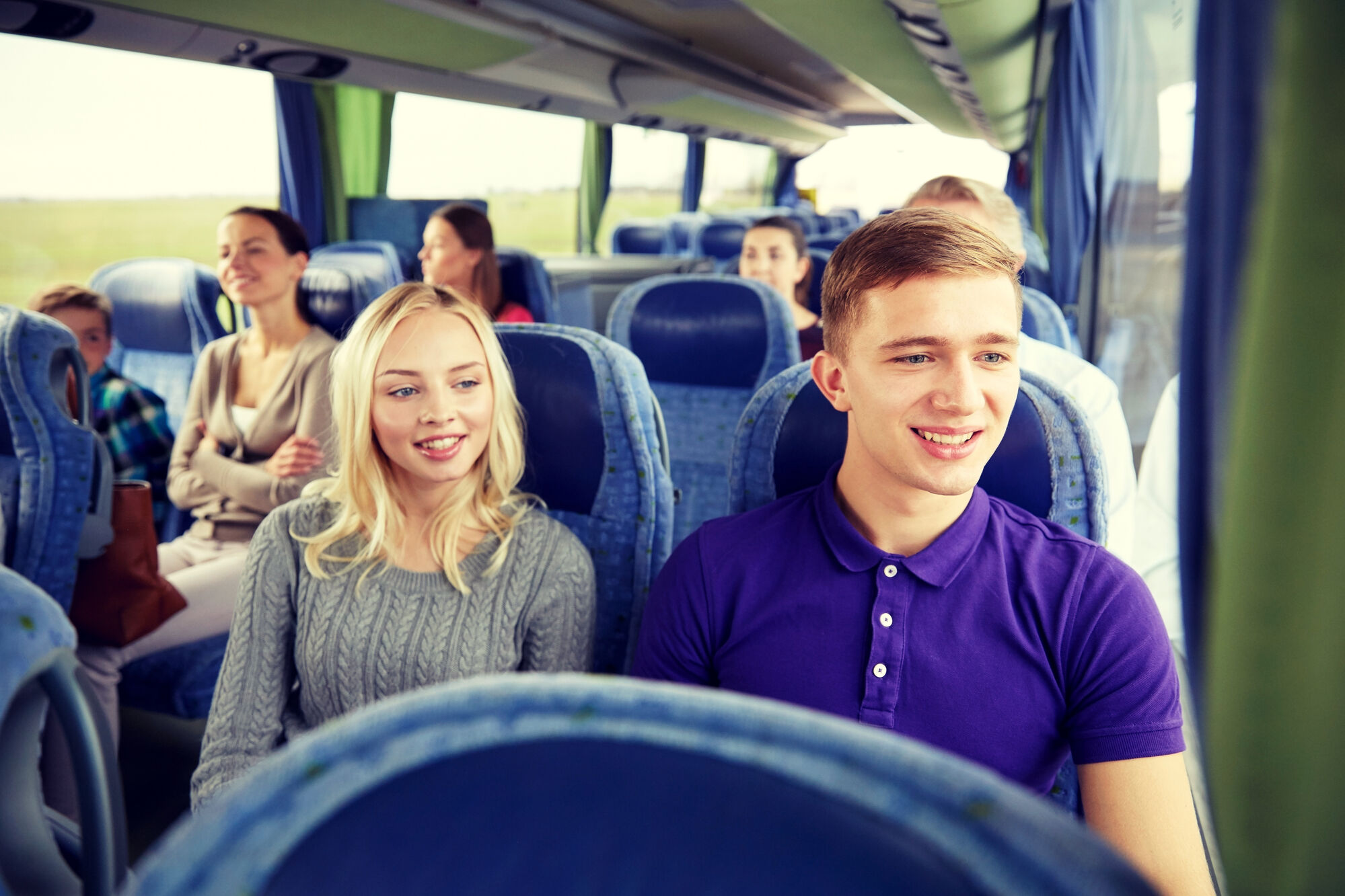 Happy bus passengers