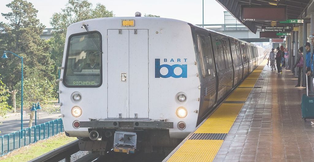 BART train at platform- yoots & BART partnership