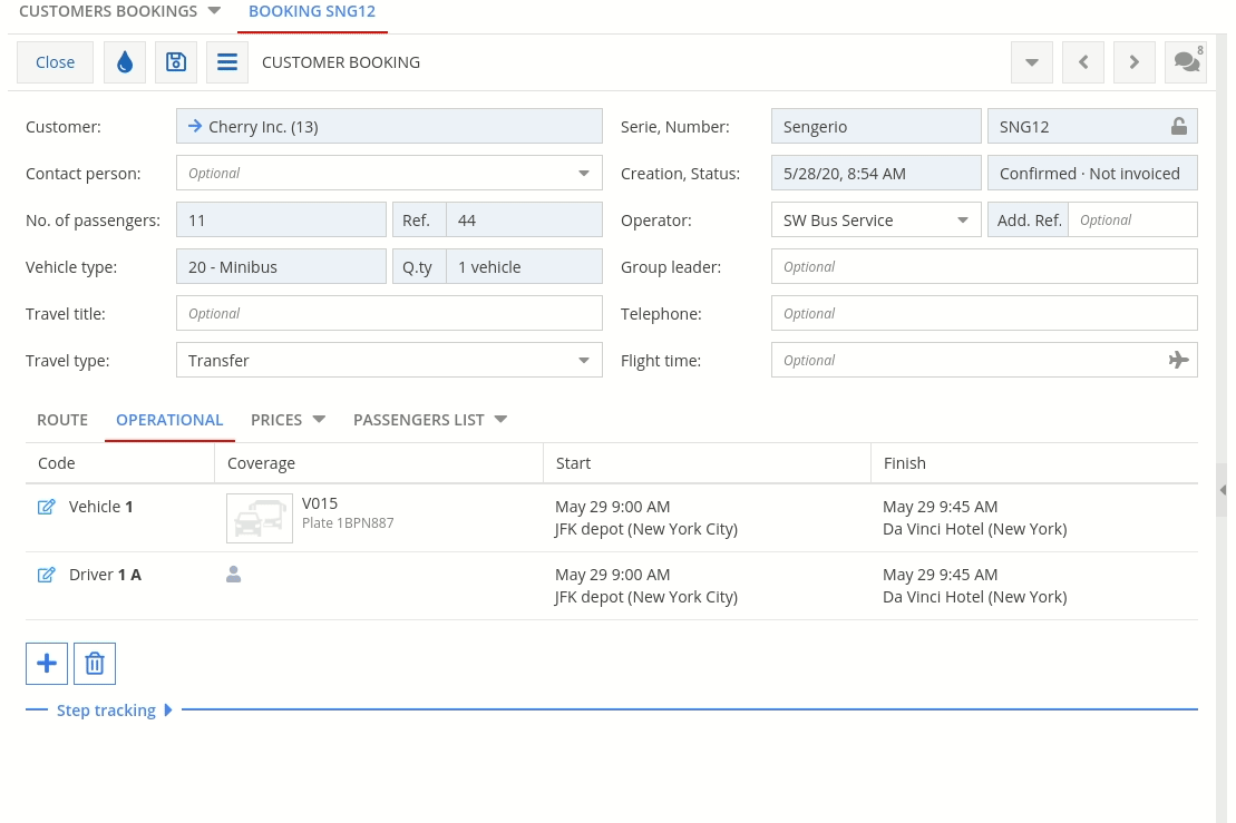 Resources assignment in Sengerio