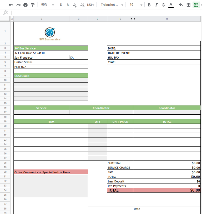 quotation software - Google sheets quotation template